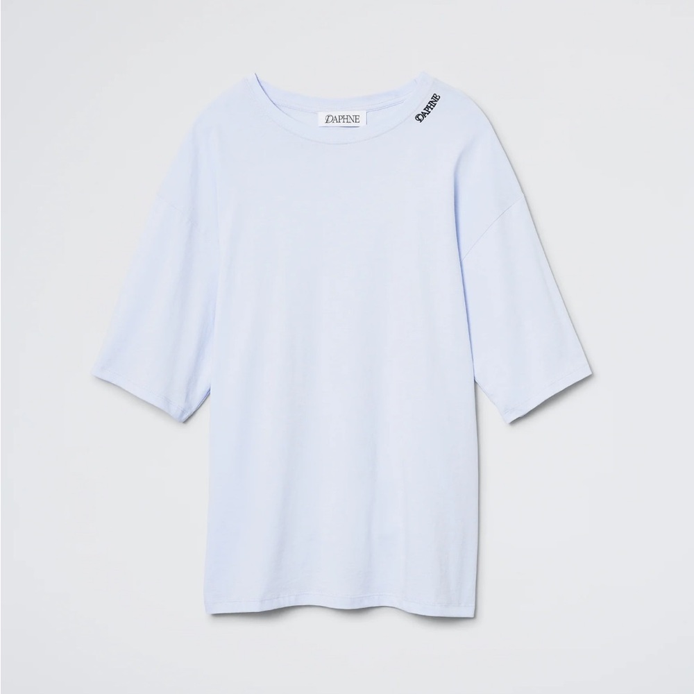 Blue Short Sleeve Tee Casual Crew Neck